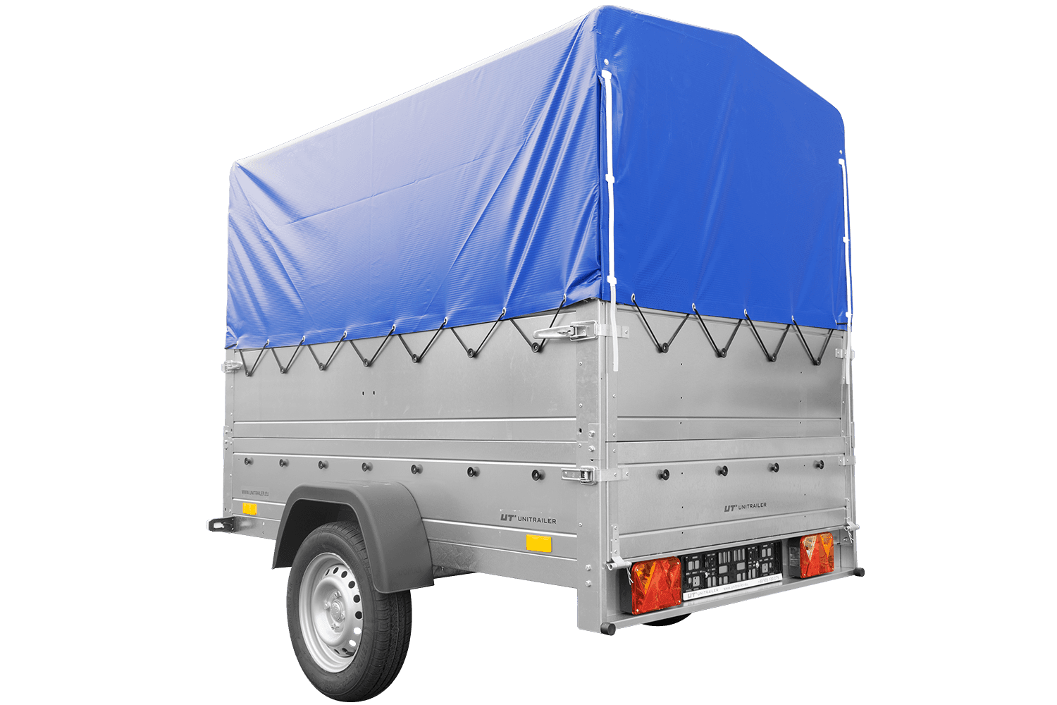 Remorque simple essieu 200×125 avec bâche haute, arceau, rehausses de ridelles et roue jockey Garden Trailer 201 KIPP