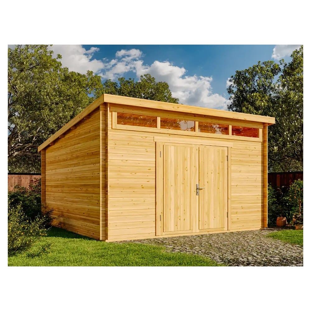Alpholz Gartenhaus Maria-Viva28 Pultdach 449 cm x 427 cm Mit Imprägnierung Pinie