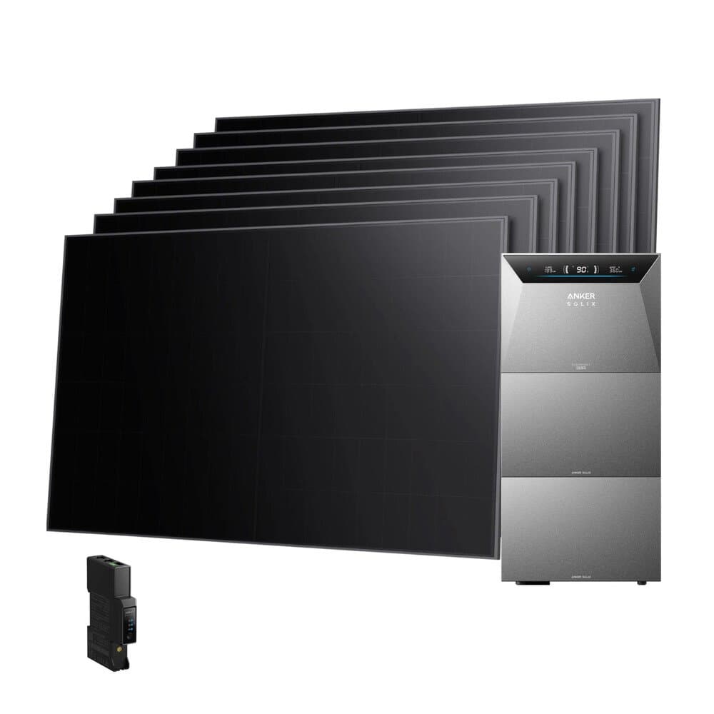 Anker SOLIX Balkonkraftwerk 8×480 Wp mit Solarbank 4 E5000 Pro, Zwei BP5000 Erweiterungsakku und Smart Meter Gen 2