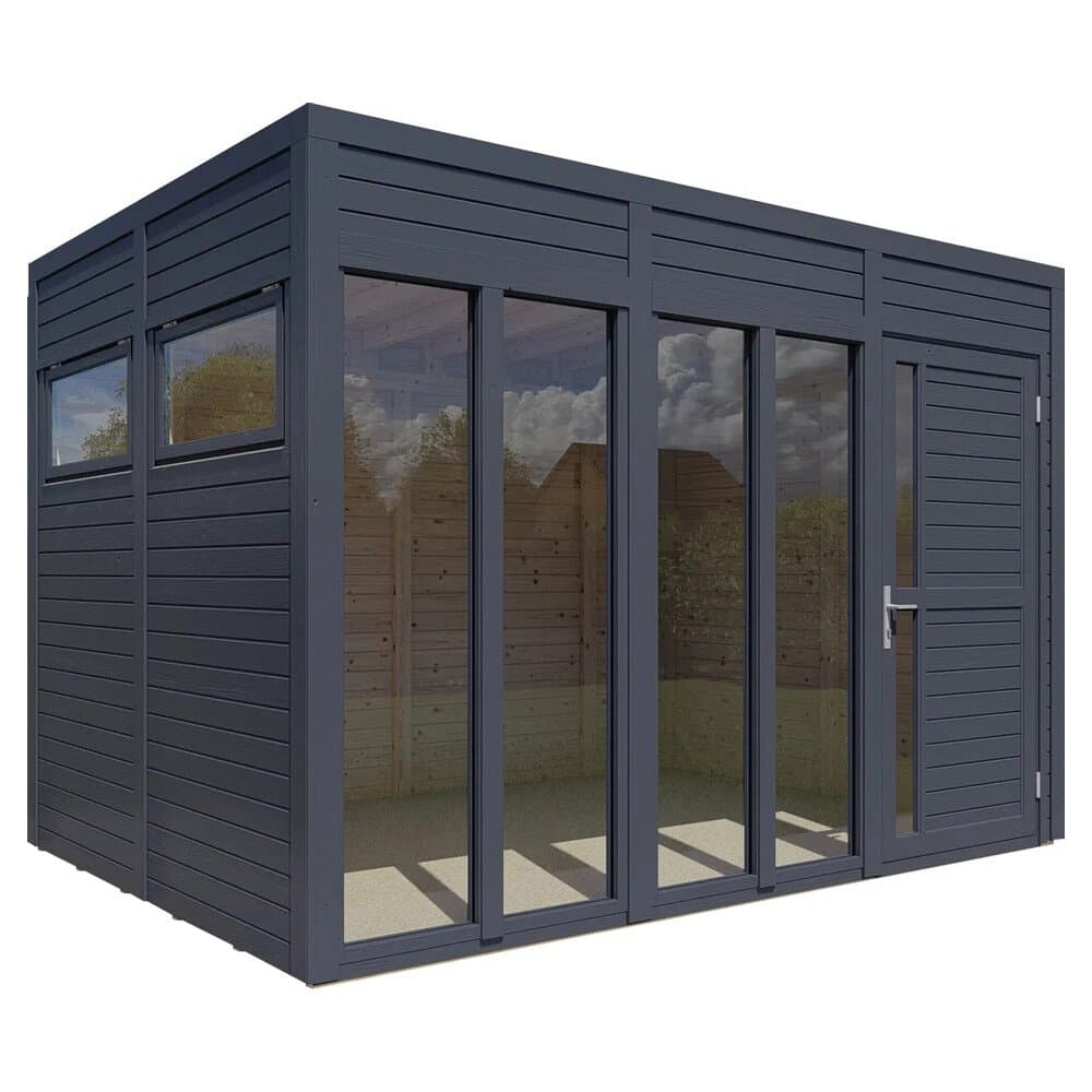 Bertilo Holz-Gartenhaus Cubus 3 Office Anthrazit 337 cm x 234 cm FSC®