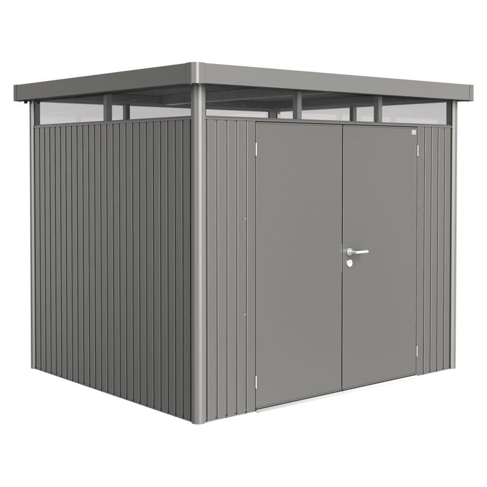 Biohort Metall-Gerätehaus HighLine Quarzgrau-Metallic 5,6 m² Doppeltür