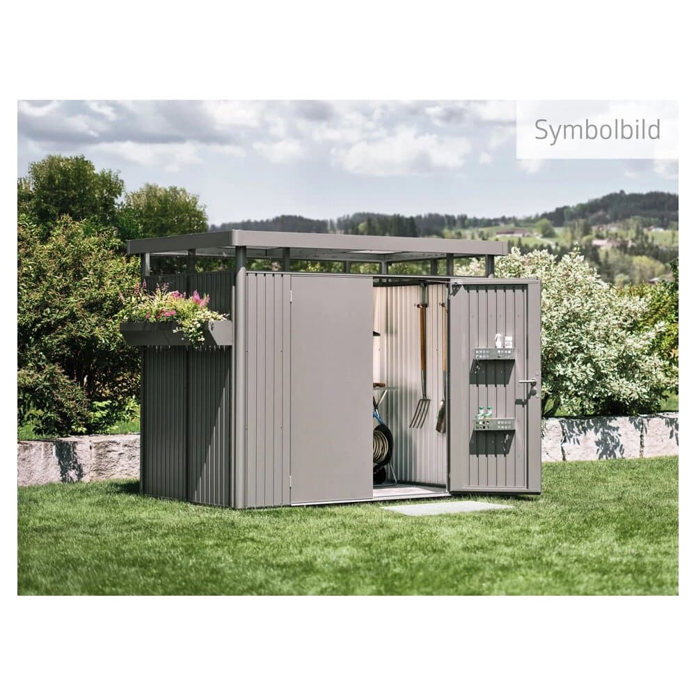Biohort Metall-Gerätehaus HighLine Quarzgrau-Metallic 6,6 m² Doppeltür