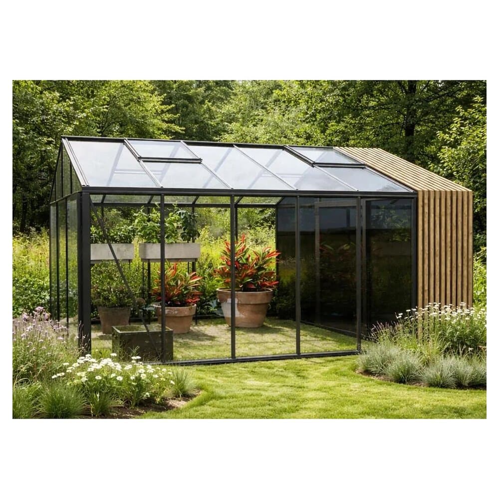 Bloomcabin Premium-Qualität Gewächshaus Klassik mit Kleinem Integriertem Stauraum mit Accoya-Fusion GHCSSAF5