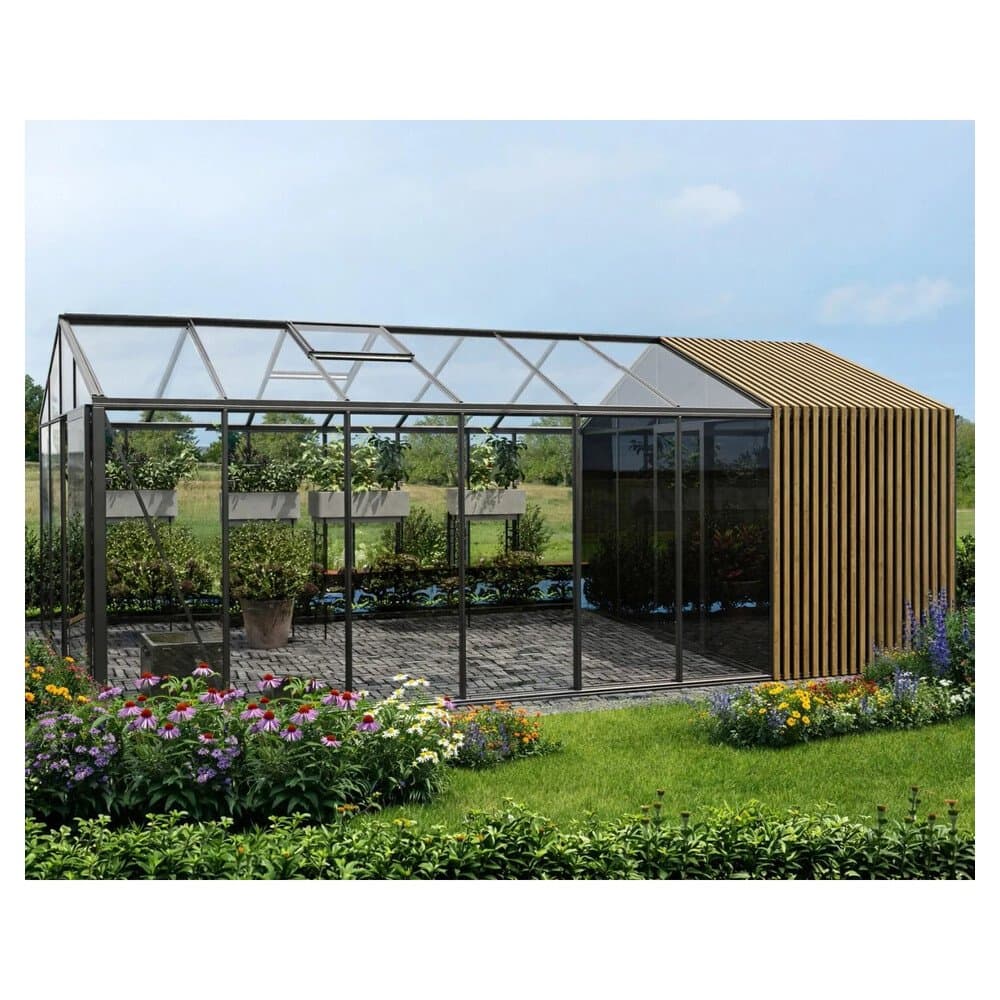 Bloomcabin Premium-Qualität Gewächshaus Klassik mit Mittlerem Integriertem Stauraum mit Accoya-Fusion GHCMSAF14