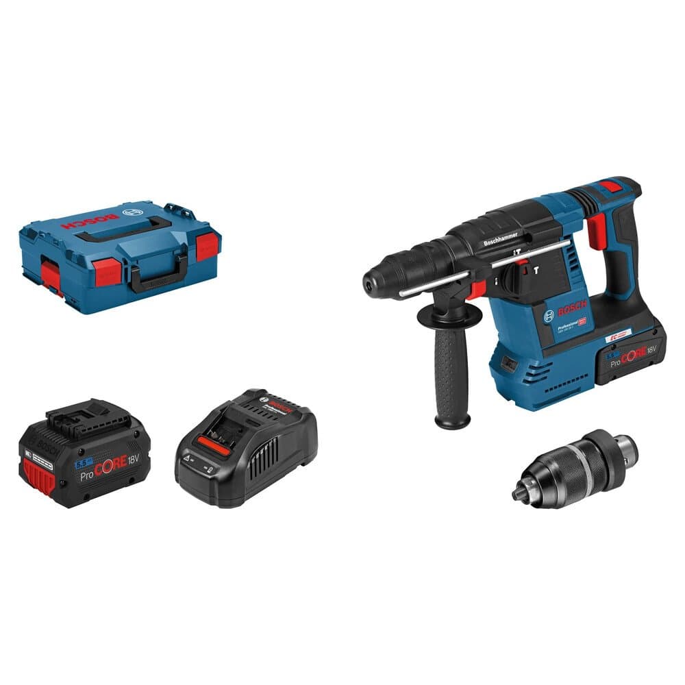 Bosch Professional Akku-Bohrhammer GBH 18V-26 F mit 2 Akkus & GAL in L-Boxx