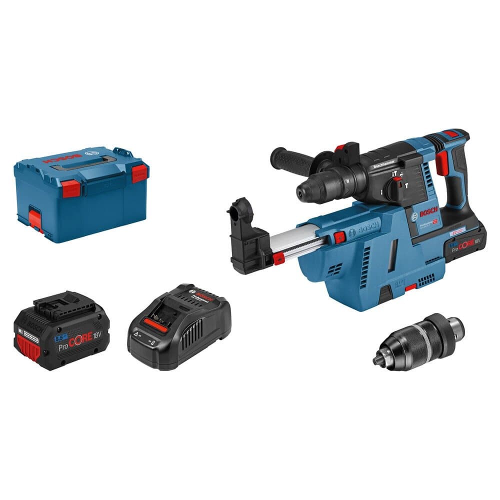 Bosch Professional Akku-Bohrhammer GBH 18V-26 mit 2x 5.5 Ah Akkus in L-Boxx