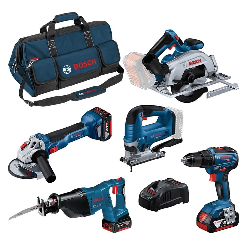 Bosch Professional Combi-Kit GSR + GWS + GKS + GSA + GST mit 3 x 4.0Ah & GAL
