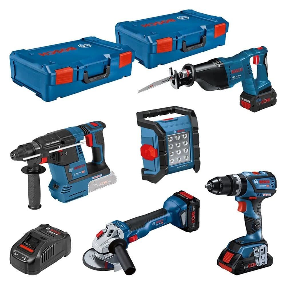 Bosch Professional Profi-Set mit GSB + GWS + GBH + GSA + GLI 18 V 5-teilig