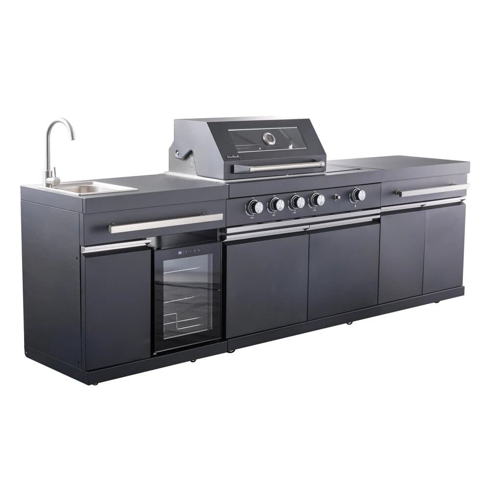 Buschbeck Outdoorküche King Range 112 cm x 282 cm x 58 cm Schwarz