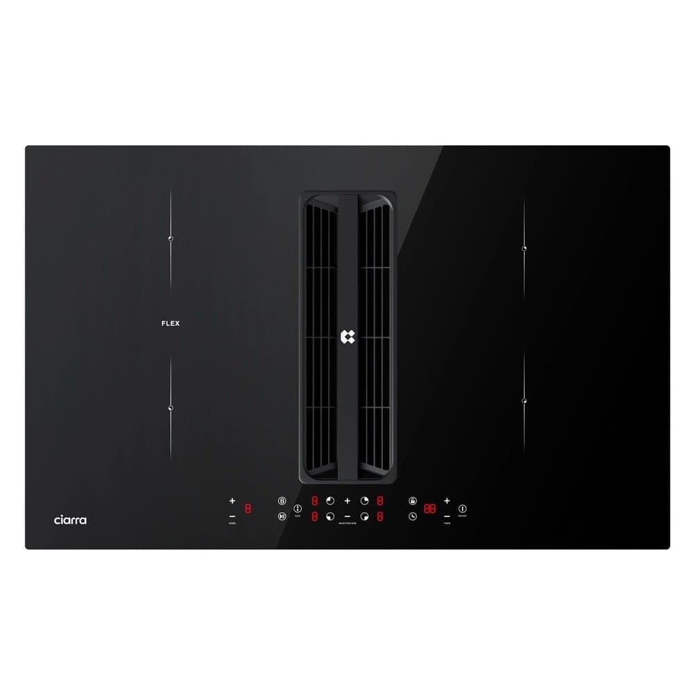 CIARRA Kochfeld mit Dunstabzug 83 cm Kochfeldabzug 4 Zonen mit Integriertem Plasma System 2-Flex Zonen Boost 7165W CBBEH834BBFF
