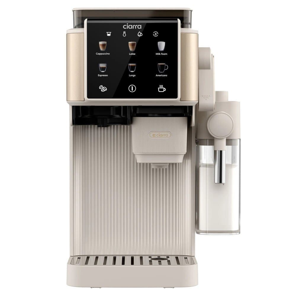 CIARRA Siebträgermaschine Espressomaschine mit Mahlwerk Milchaufschäumer 15 Bar Automatisches Tampen CBSACM-D6