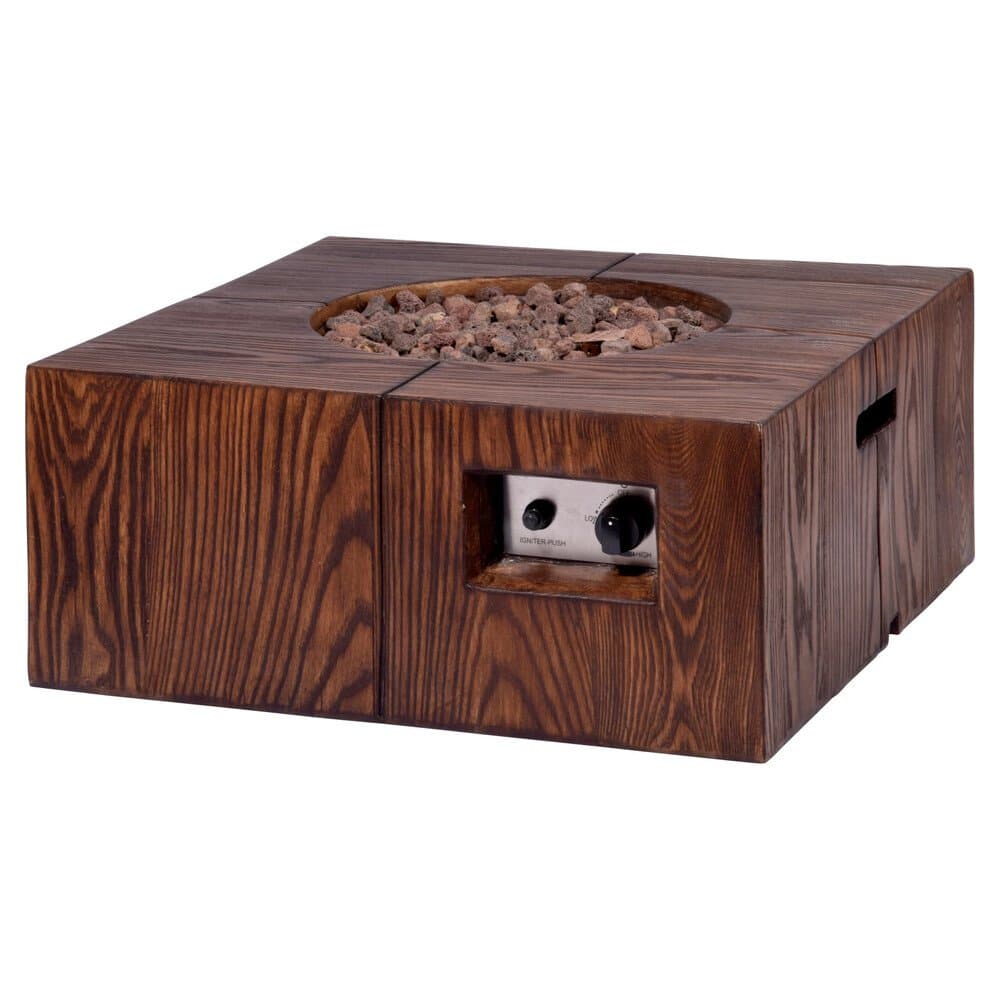 Dobar Outdoor-Feuerschale mit Gasflamme Madero 70 cm x 70 cm x 30 cm Braun