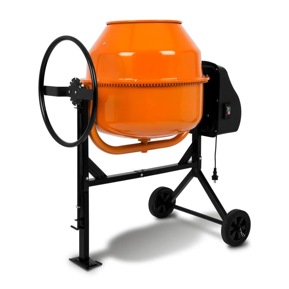 EBERTH Betonmischer 160L Elektrisch Mobil, 650W Motor, Gestell aus Stahl, Trommel Schwenkbar