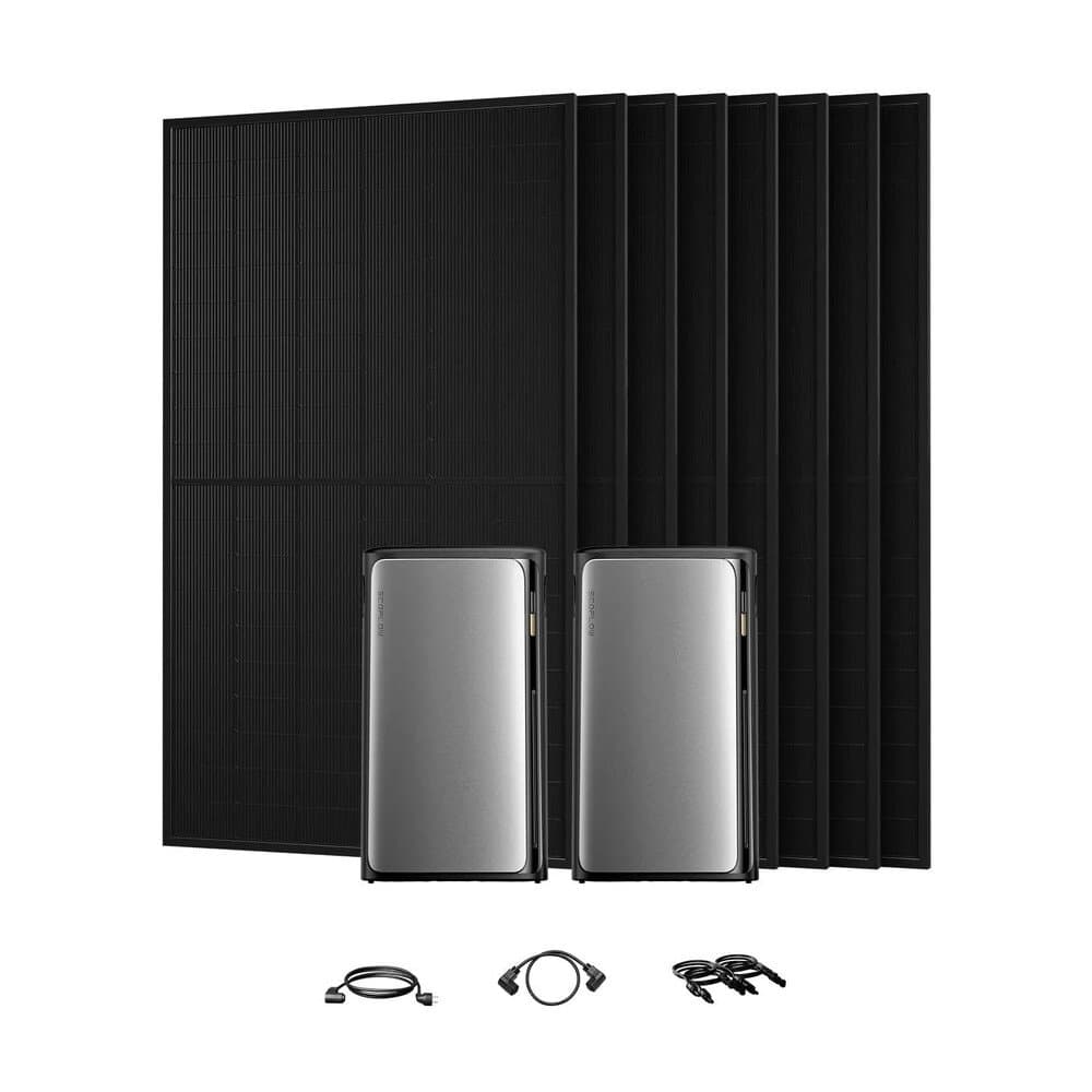 EcoFlow STREAM Ultra Balkonkraftwerk Speicher Set 3,84 kWh mit 8 × 500 Wp Bifazialen Glas-Glas Solarmodulen