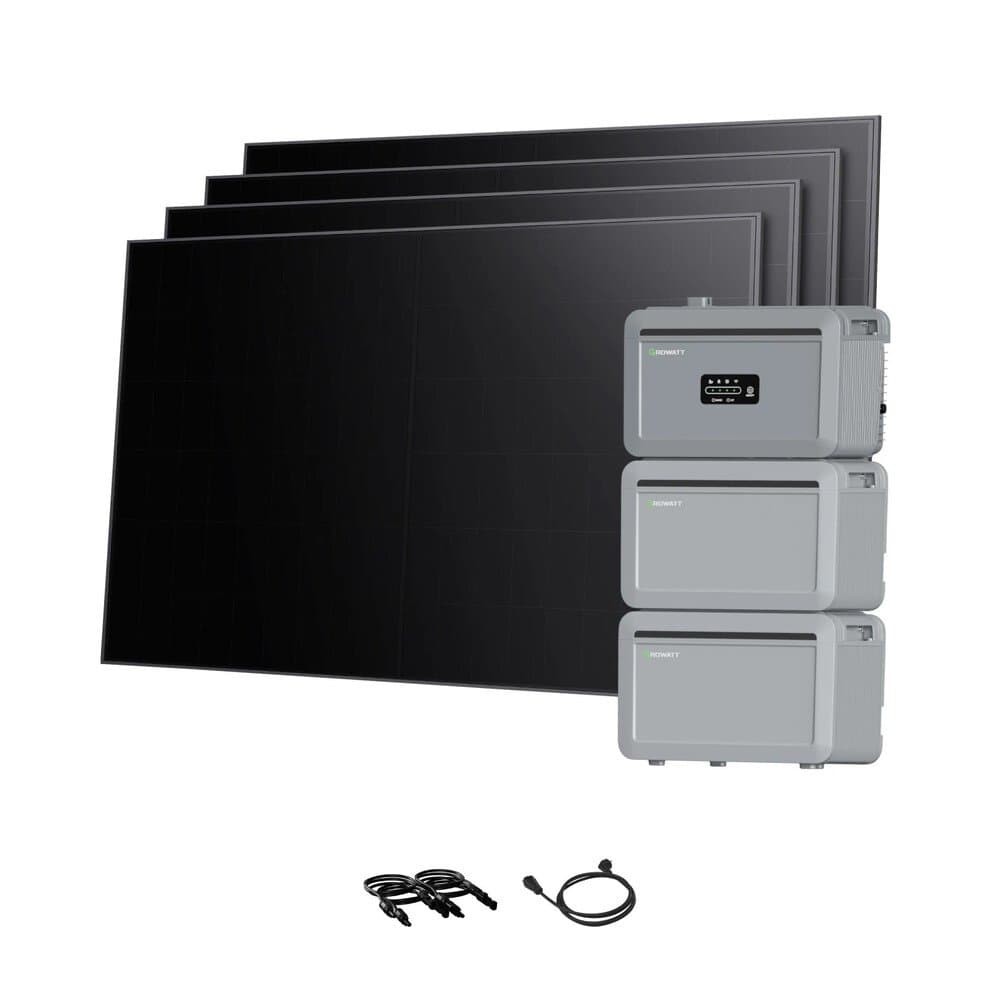 Growatt Balkonkraftwerk Set NEXA 2000 Speicher 6144 Wh mit 1920 W BC-Modulen Full-Black
