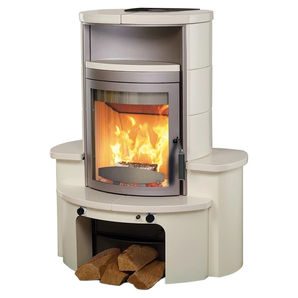 Hark Avenso GT ECOplus Kaminofen Ofenkacheln Cremeweiß 6 kW mit Automatik