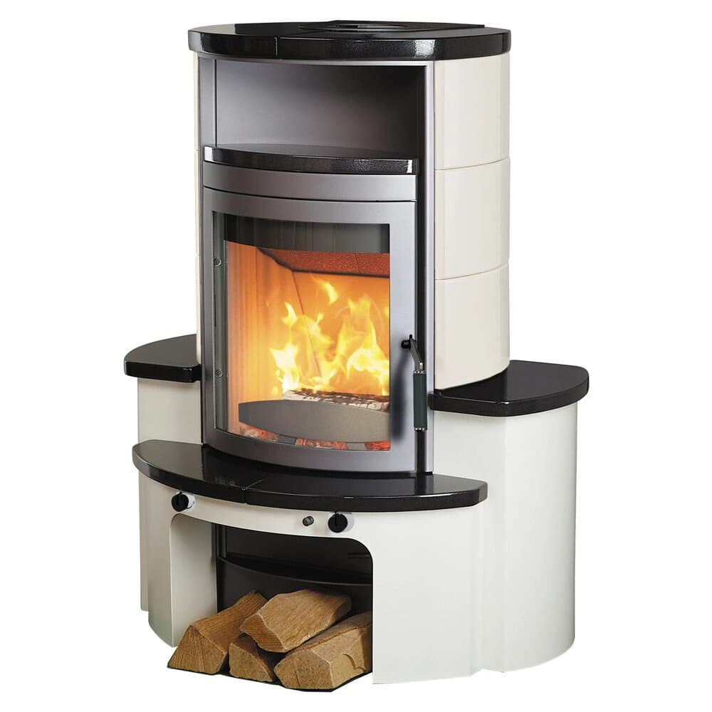 Hark Avenso GT ECOplus Kaminofen Ofenkacheln Cremeweiß-Meteorschwarz 8 kW