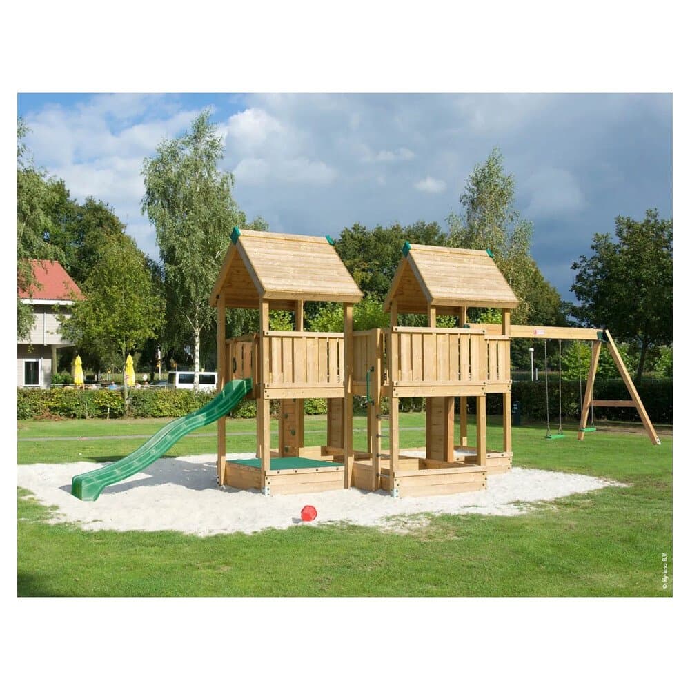 Hy-Land Spielgerät P7S mit Rutsche und Doppelschaukelanbau Kiefer