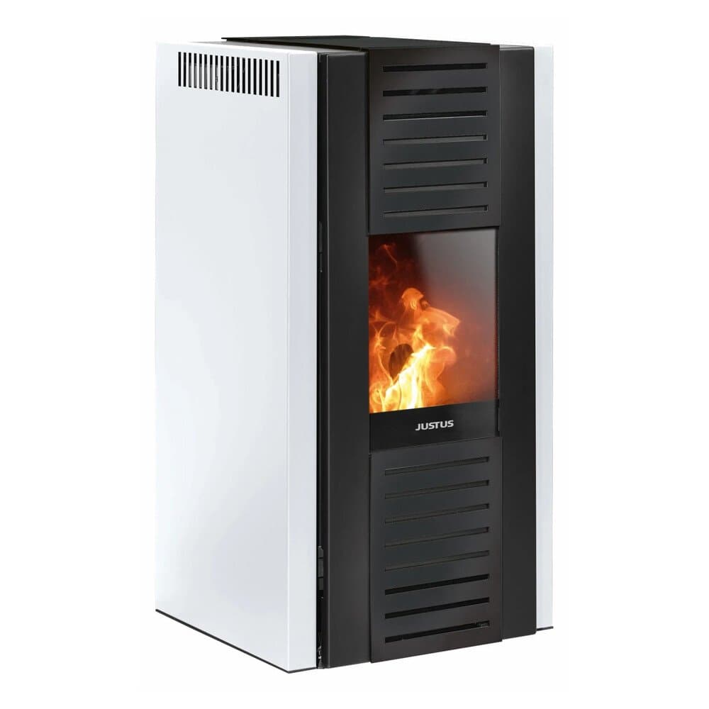 Justus Pelletofen Sirkos 2.0 Stahl Seidenweiß 6 kW mit Automatik
