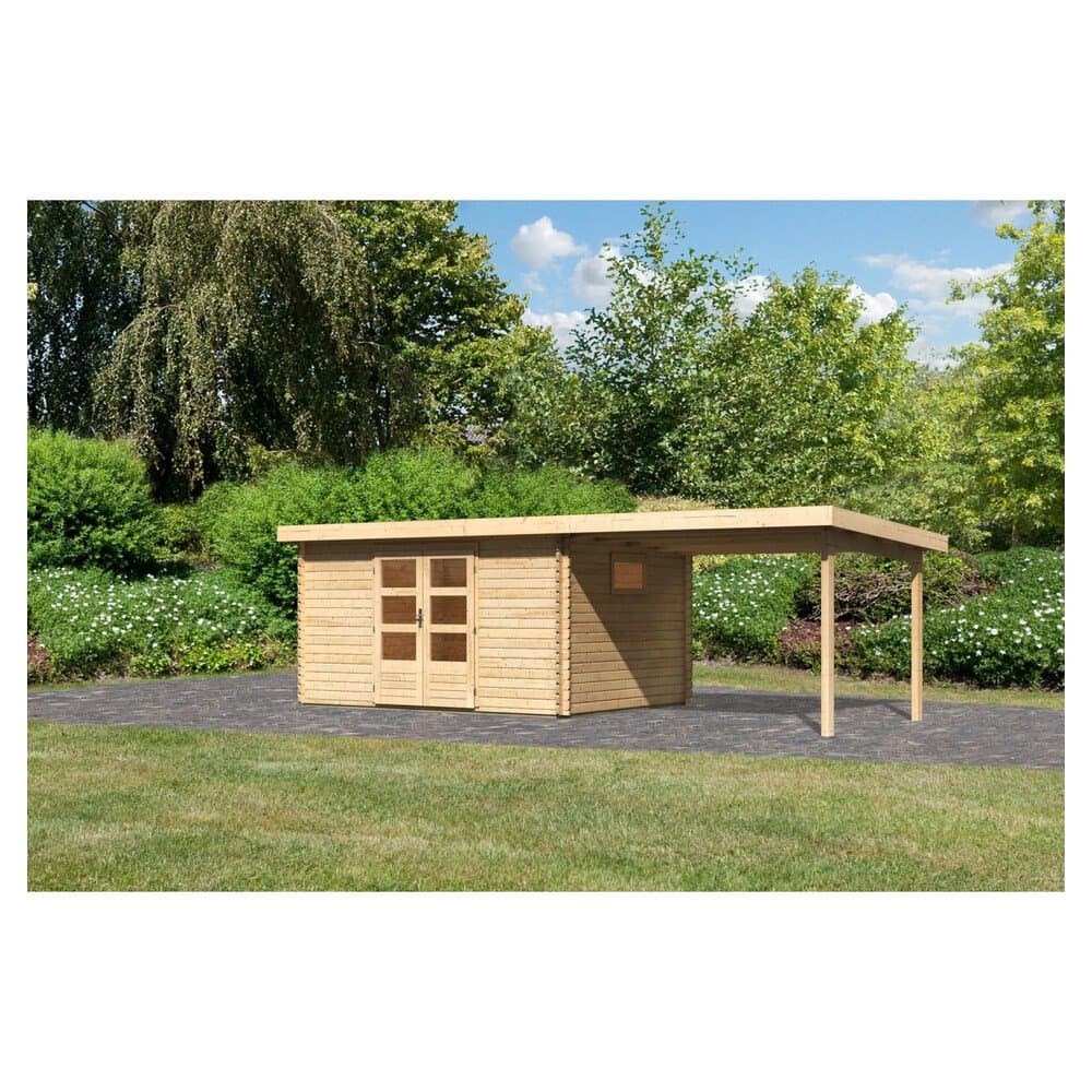 Karibu Holz-Gartenhaus Jeebel 5 Natur Pultdach Unbehandelt 372 cm x 282 cm