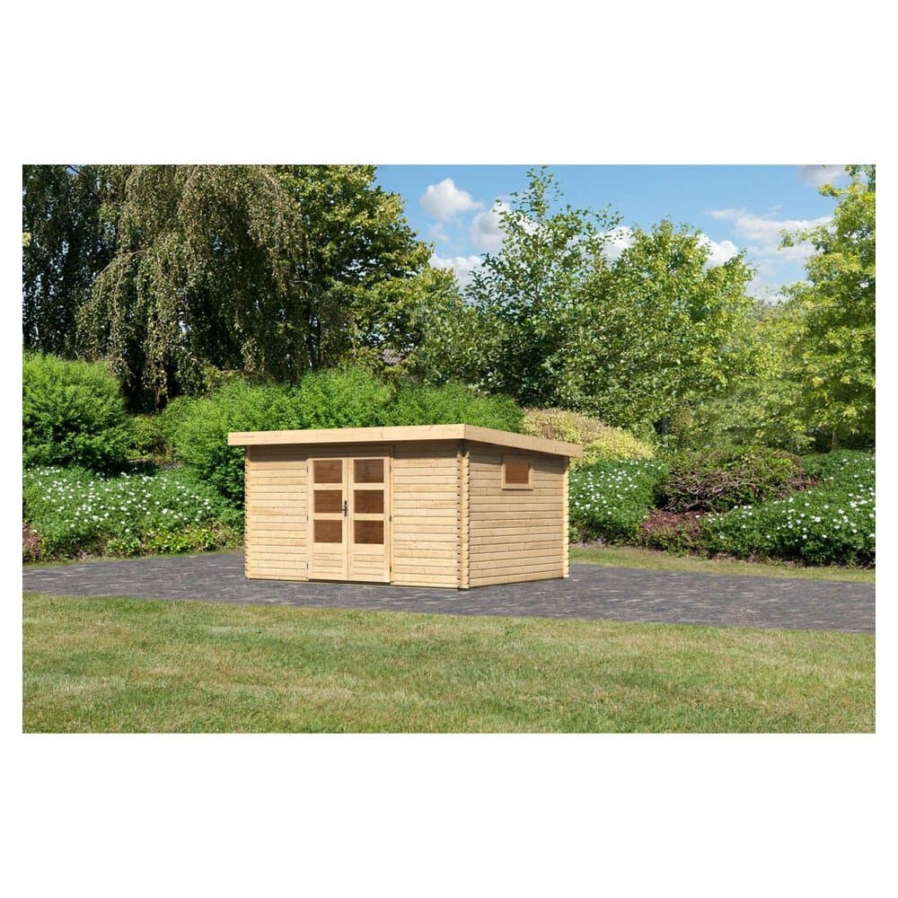 Karibu Holz-Gartenhaus Jeebel 5 Natur Pultdach Unbehandelt 372 cm x 282 cm