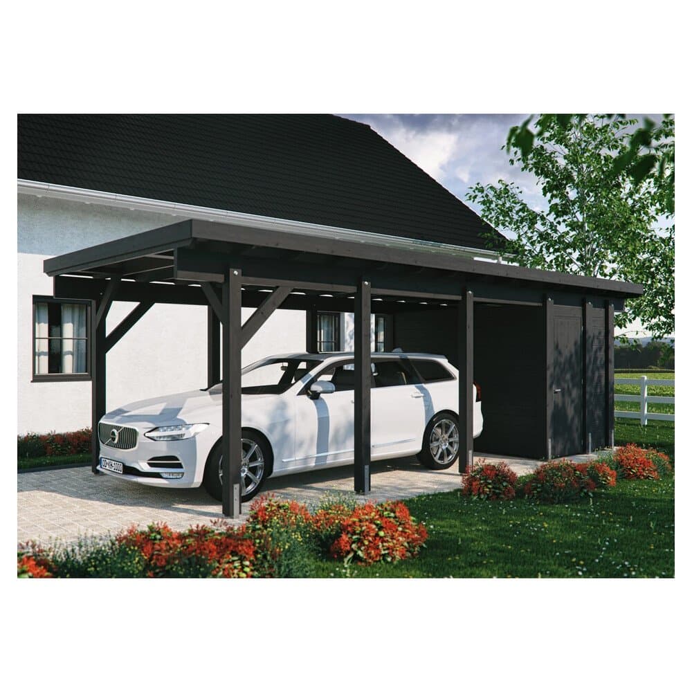 Kiehn-Holz Geräteraum für Einzelcarport KH 321 Anthrazit 174 cm x 299 cm