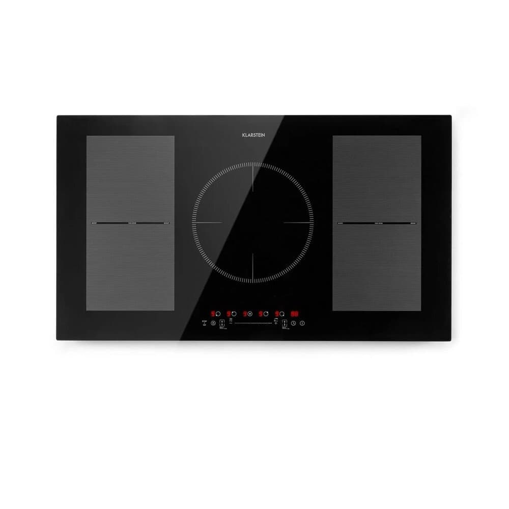Klarstein Delicatessa 90 Flex Einbaukochfeld Induktion 5 Zonen 7400 W Autark Schwarzes Glas