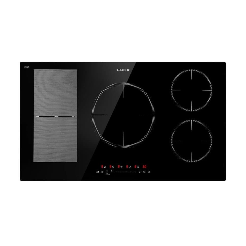 Klarstein Delicatessa 90 Hybrid Einbaukochfeld Induktion 5 Zonen 7400 W Schwarzes Glas