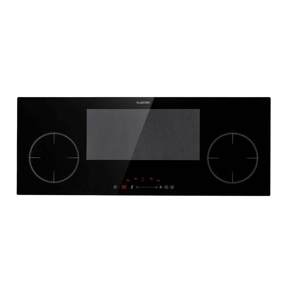 Klarstein Delicatessa 90 Slim Einbaukochfeld Induktion 4 Zonen 7000 W Autark Schwarzes Glas