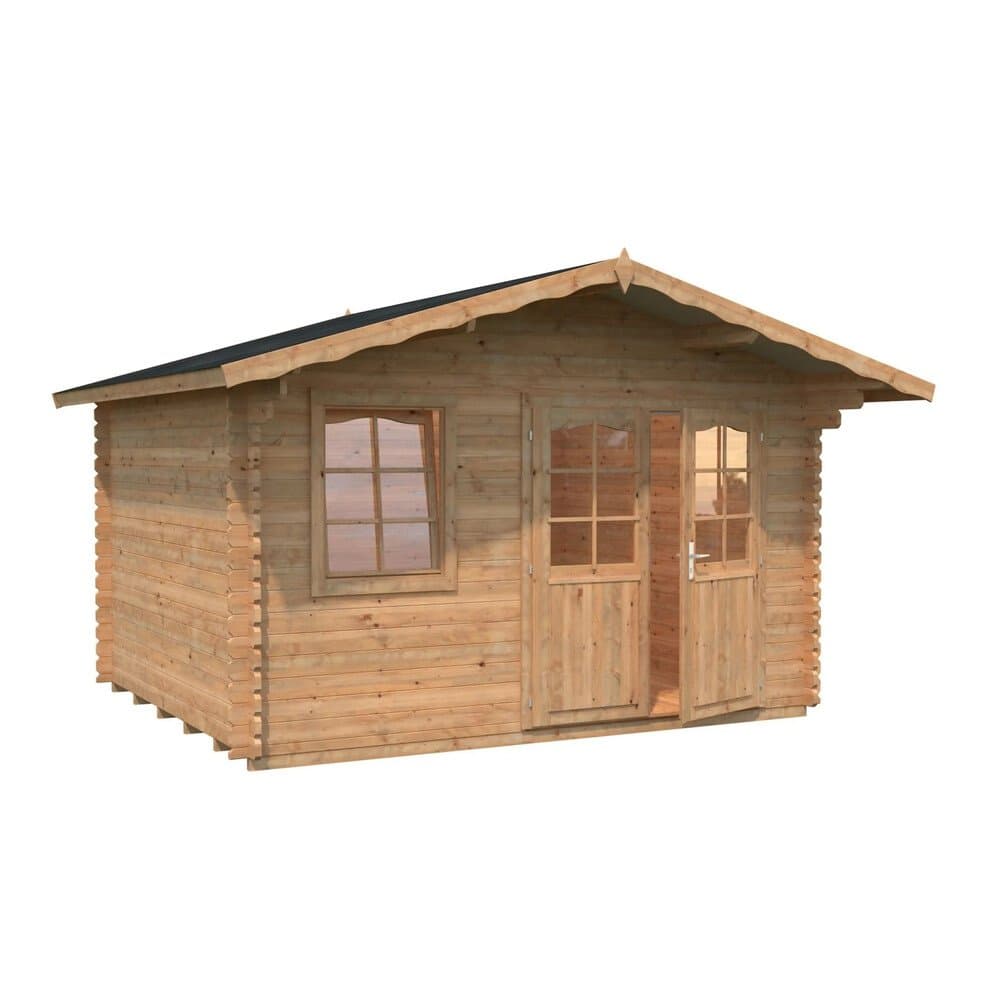 Palmako Holz-Gartenhaus Emma Satteldach Tauchgrundiert 380 cm x 320 cm 10,4 m²