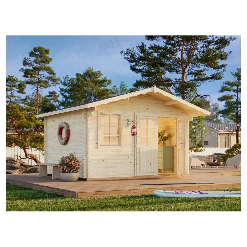 Palmako Holz-Gartenhaus Emma Satteldach Tauchgrundiert 380 cm x 320 cm 10,4 m²