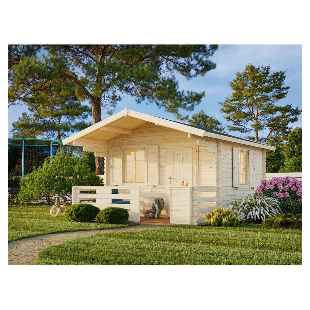 Palmako Holz-Gartenhaus Emma Satteldach Unbehandelt 350 cm x 350 cm 14,6 m²