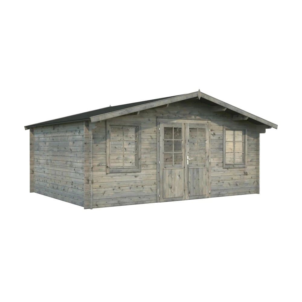Palmako Holz-Gartenhaus Klara Satteldach Tauchgrundiert 504 cm x 380 cm 17 m²