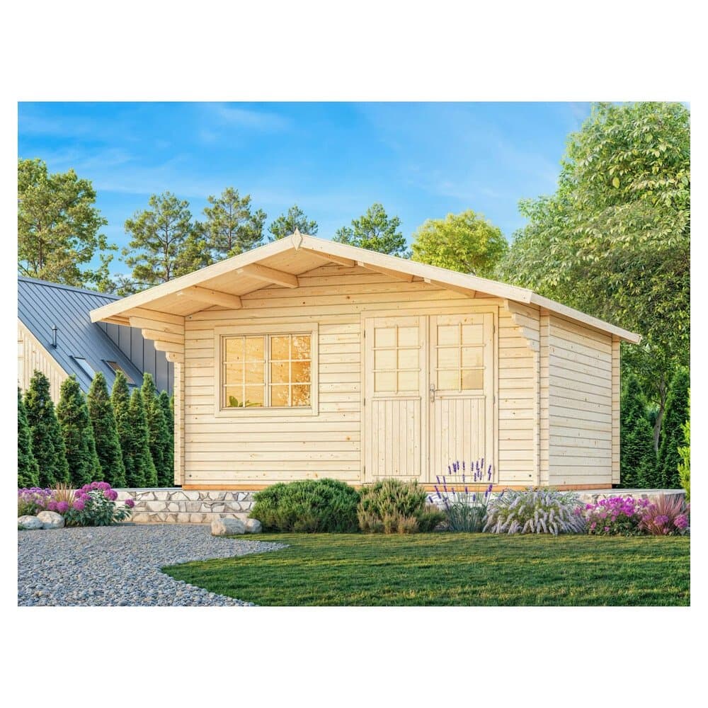 Palmako Holz-Gartenhaus Sally Satteldach Unbehandelt 530 cm x 410 cm 19,1 m²