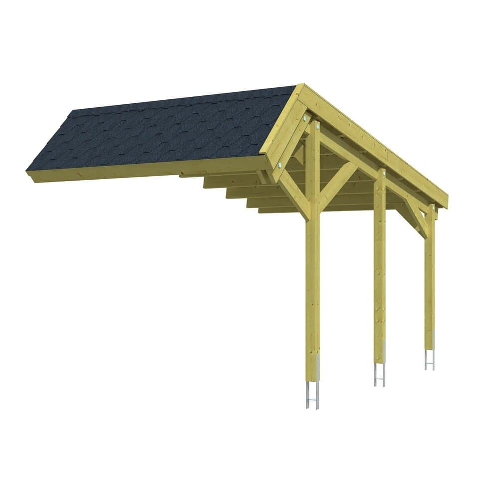 Skan Holz Erweiterung für Carport Harz m. schwarzen Schindeln 303 x 560 cm Grün