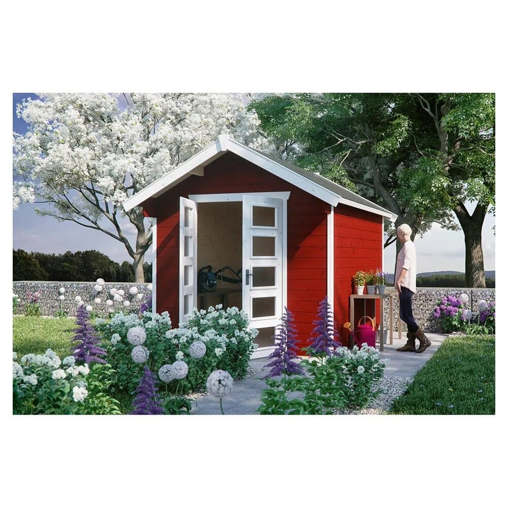 Skan Holz Holz-Gartenhaus Hengelo Schwedenrot 250 cm x 300 cm