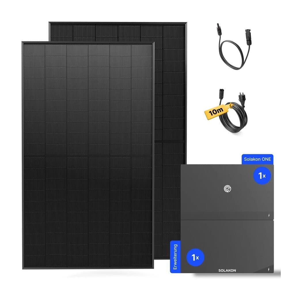 Solakon Balkonkraftwerk 2000W Solaranlage mit Speicher + Erweiterung 4,22 kWh Steckerfertig Komplettset Photovoltaik Anlage 800W Kabel 10m