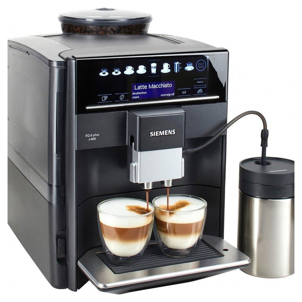 SIEMENS Kaffeevollautomat EQ6 plus s400 TE654509DE, Doppeltassenfunktion, Keramikmahlwerk, viele Kaffeespezialitäten, automatische Dampfreinigung,