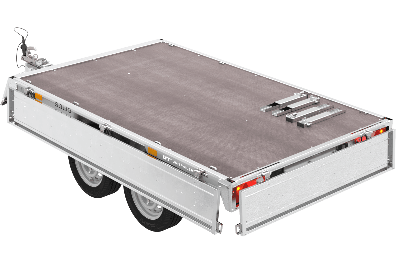 Zweiachsanhänger 254×151 mit Unitrailer Vollgummirädern 250/2 dmc 750 kg