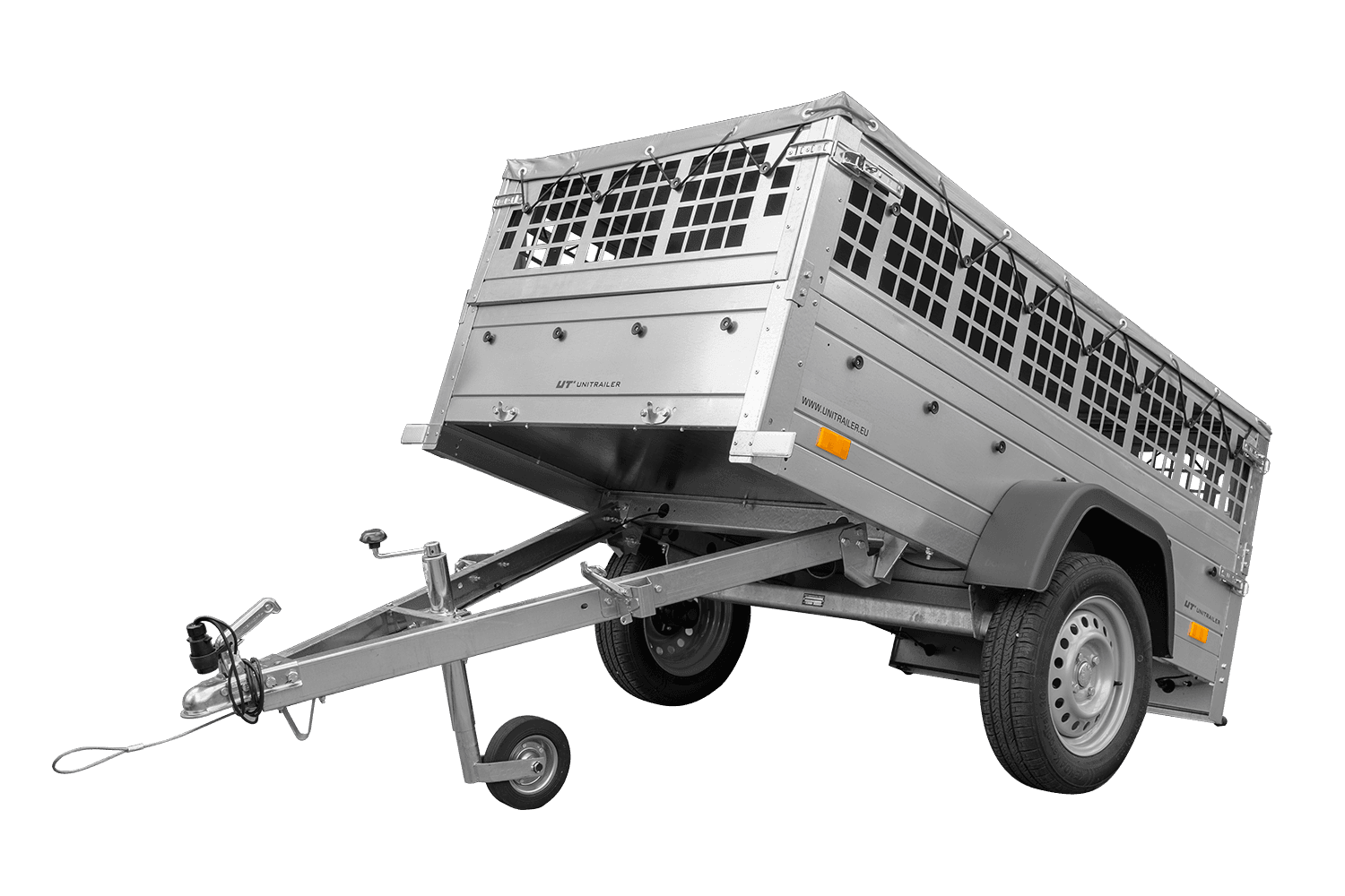 Pkw Planenanhänger GARDEN TRAILER 200 KIPP mit Laubgitteraufsatz, Stützrad, Flachplane und Planenträger