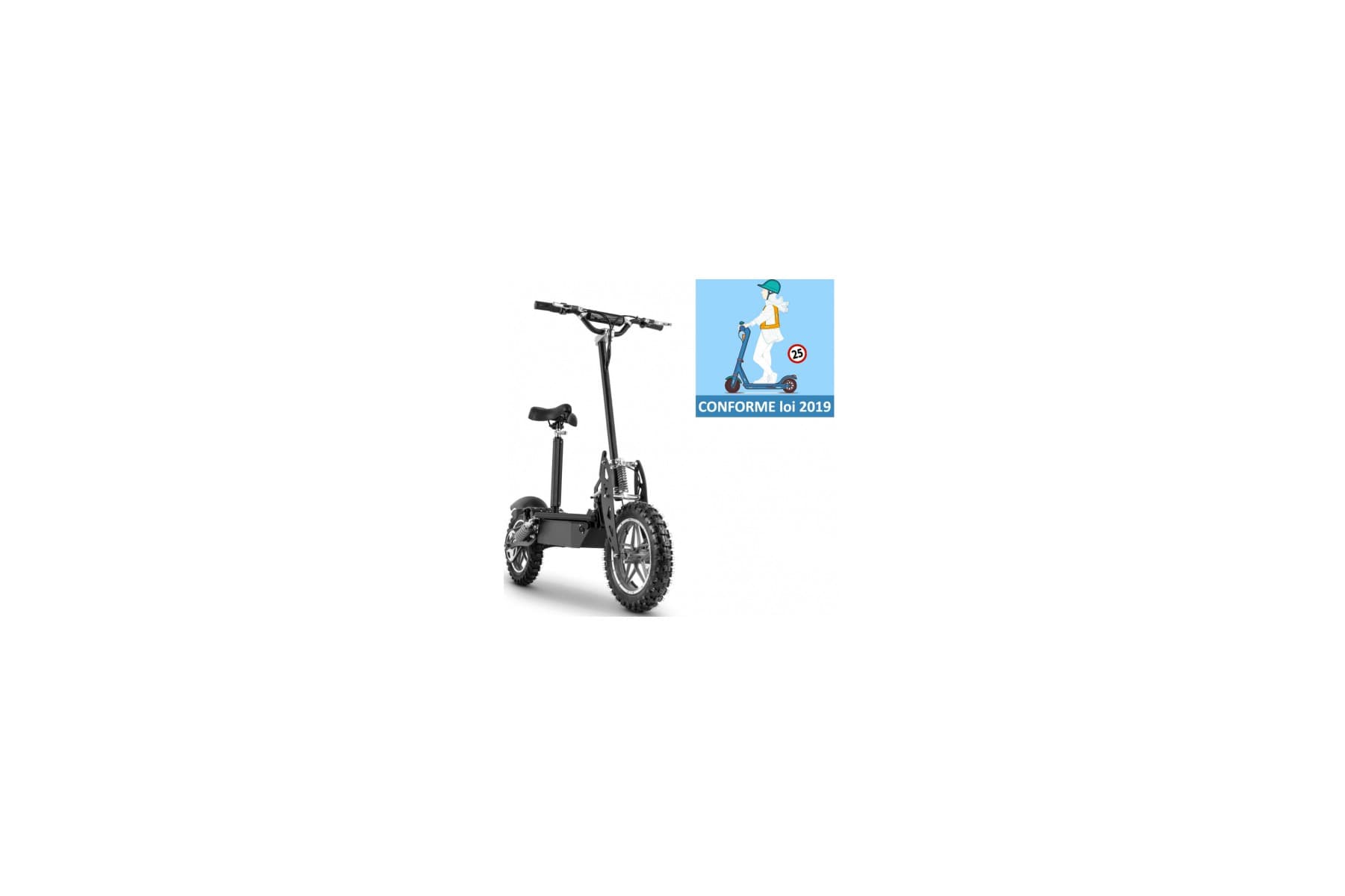 Cross-E-Scooter mit Sitz, geländegängig, 1000 Watt, Lithium-Akku