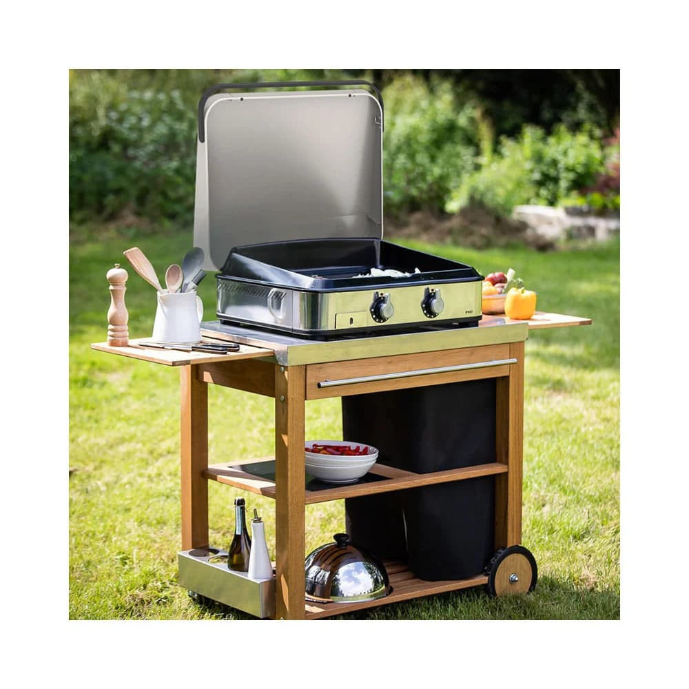 Chariot Mobilot pour plancha ENO bois et inox