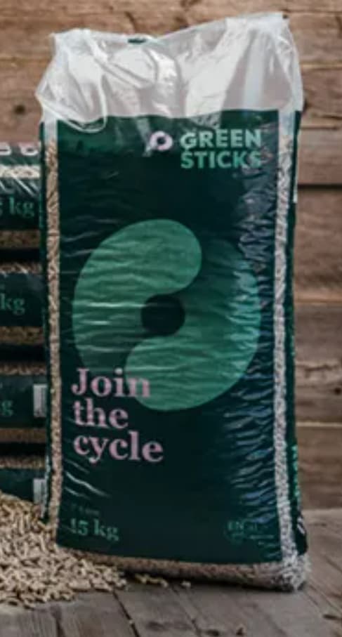 Greensticks- Holzpellets als Sackware - 990 kg auf Palette