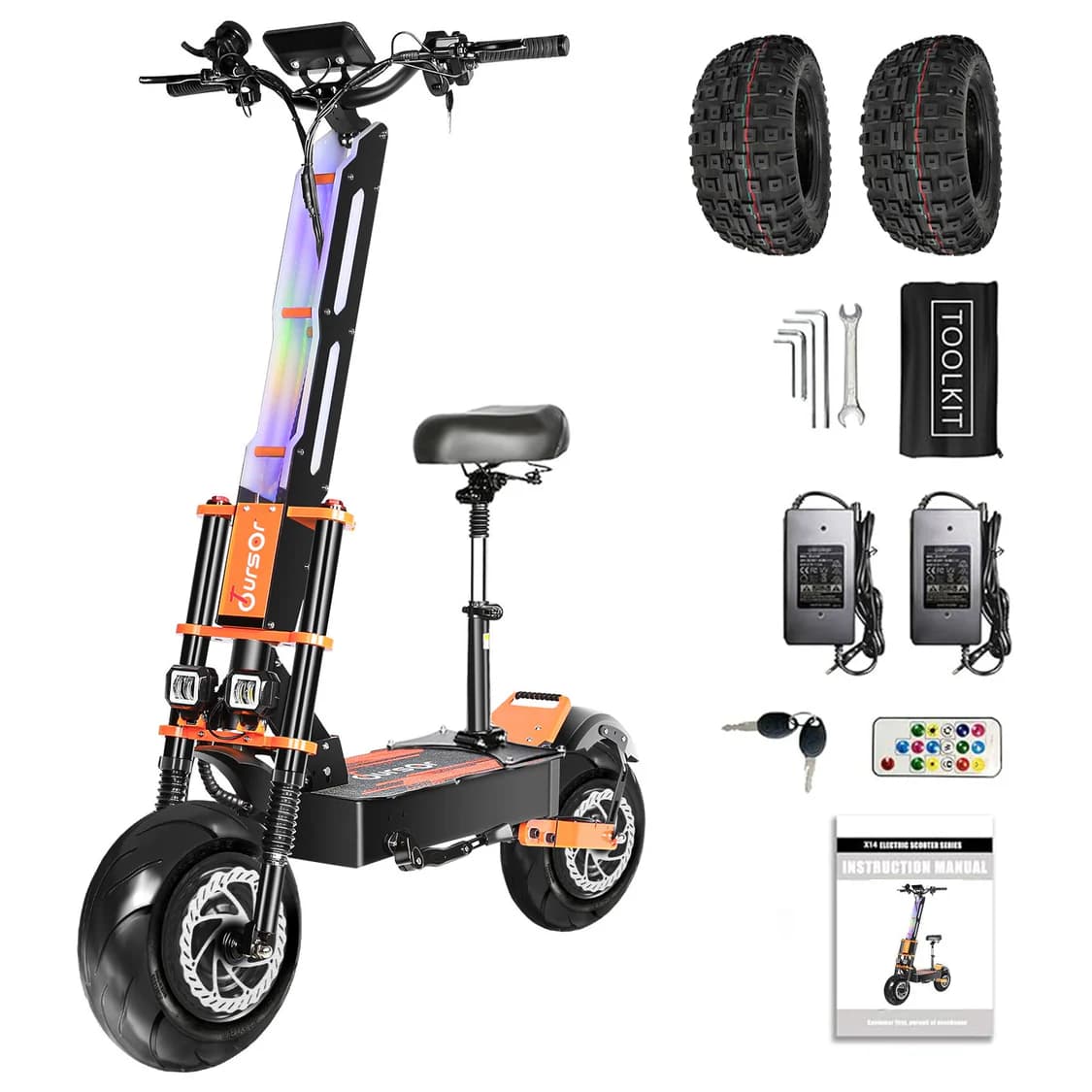 TOURSOR X8P 13" Scooter électrique pliant avec siège 4000W*2 Batterie Double Mot