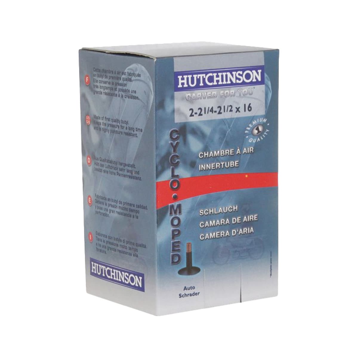 Hutchinson - Chambre Ă Air 16 Pouces 2x16 Ă 2 1/2x16 - Valve Droite Schrader Hutchinson