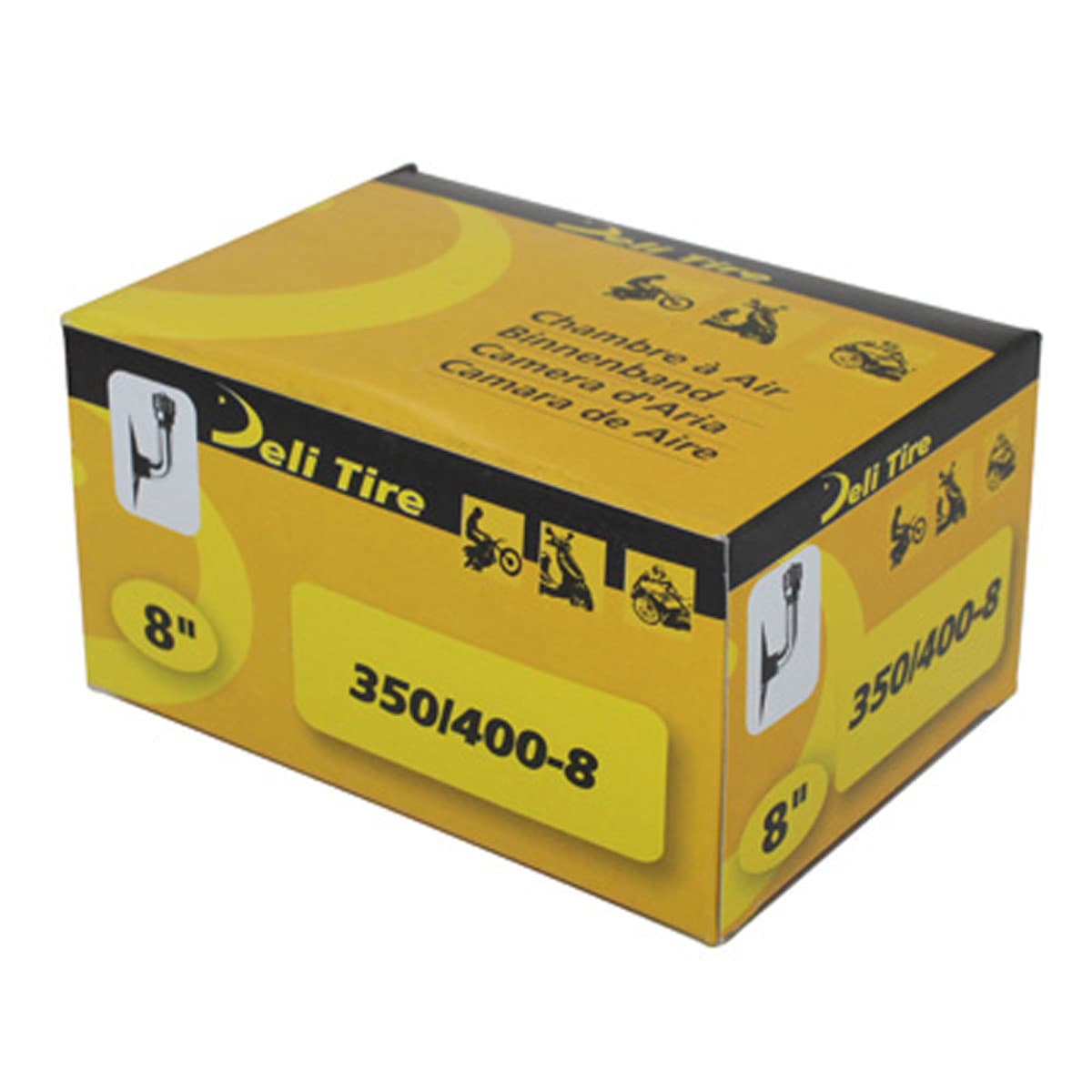 Deli Tire - Chambre À Air 8 Pouces 3.50x8 À 4.00x8 - Deli Valve Coudée 90 Degrés