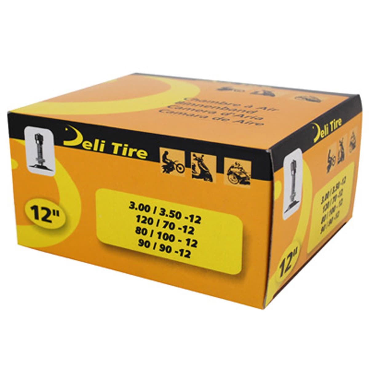Deli Tire - Chambre À Air 12 Pouces 3.00x12 À 3.50x12 - Deli Valve Droite Schrader