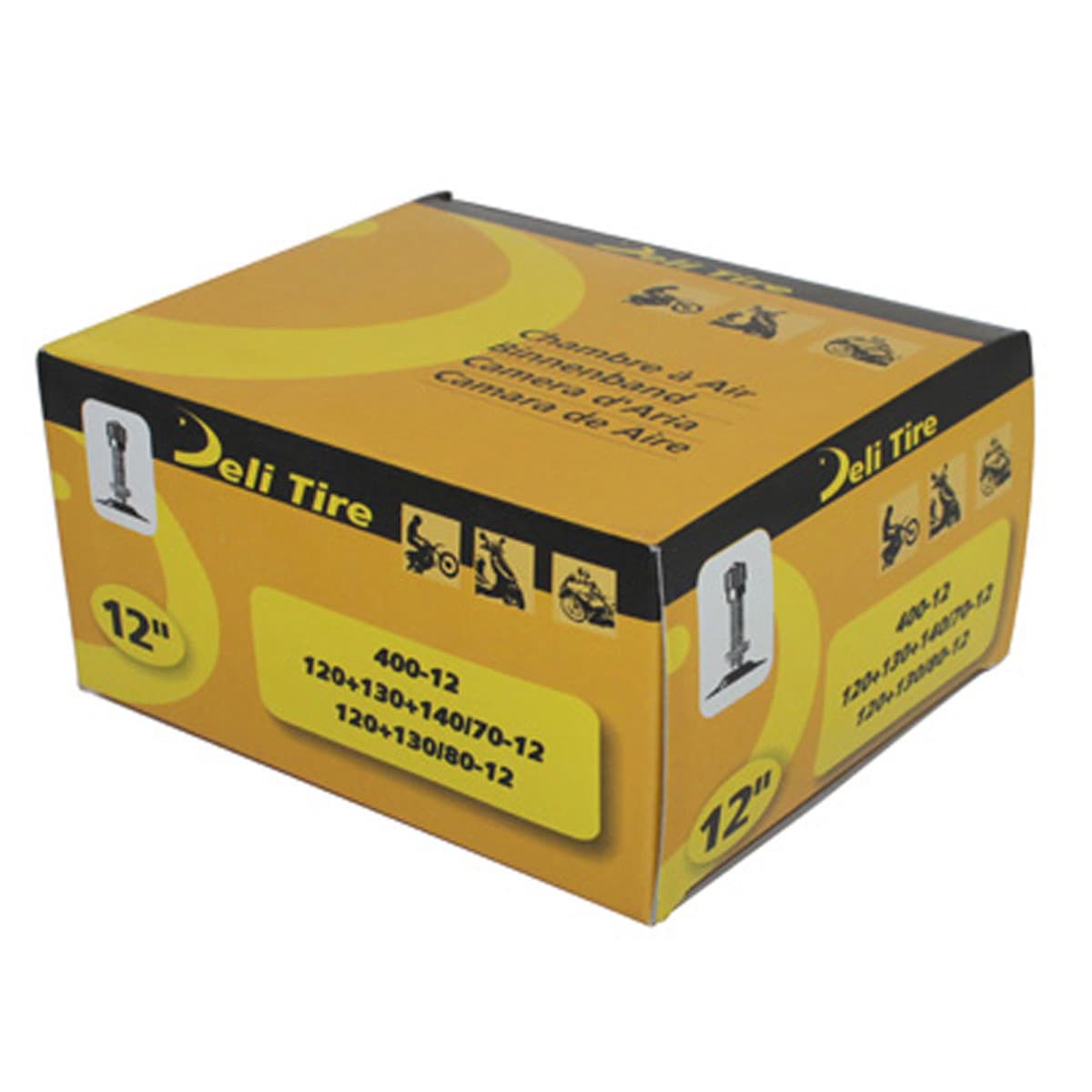 Deli Tire - Chambre À Air 12 Pouces 120x70x12 À 140x70x12 - Deli Valve Droite Schrader