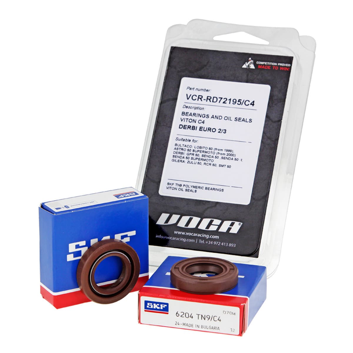 Voca Racing - Kit Roulements C4 + Joints Spi Viton Derbi E2 E3 - Voca Racing