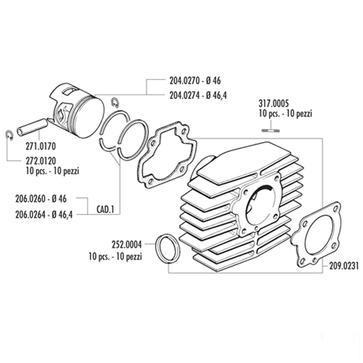 Polini - Joints Haut Moteur 70cc Honda Camino Px - Polini